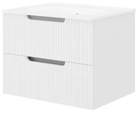 Set mobilier alb riflat cu lavoar inclus, Malta 60 cm 600 x 530 x 460 mm