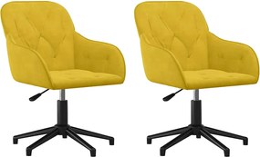 vidaXL Scaune de bucătărie pivotante, 2 buc., galben, catifea
