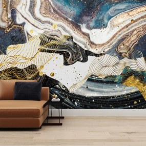 Fototapet - Marmura cu decor auriu (147x102 cm)