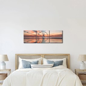 Tablou cu razele solare deasupra plajei Dayton (cu ceas) (90x30 cm)
