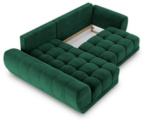 Colțar extensibil cu tapițerie de catifea și șezlong pe partea stângă Windsor &amp; Co Sofas Nuage, verde smarald