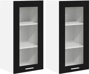 vidaXL Dulap suspendat cu ușă 2 pcs Stejar Negru 40 x 31 x 80 cm