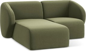 Colțar verde cu tapițerie din catifea (cu colț pe partea stângă/cu șezlong) Lani – Makamii