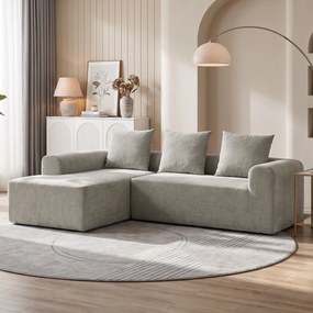 HOMCOM Canapea de Colț cu 3 Locuri, Fără Cadru, pentru Living, Gri Deschis | Aosom Romania