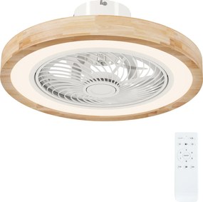 HOMCOM Ventilator de tavan cu lumină și telecomandă, 6 viteze, luminozitate reglabilă, motor silențios, maro deschis | Aosom Romania