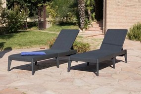 SIROLO șezlong de grădină din plastic, grafit