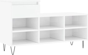 vidaXL Pantofar, alb extralucios, 102x36x60 cm, lemn compozit