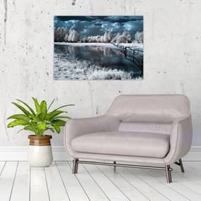 Tablou pe sticlă - Peisaj înghețat (70x50 cm)