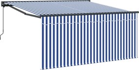 vidaXL Cortina Retractabilă Manual Albastru și Alb 350 x 250 cm