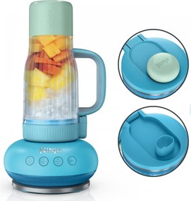 Blender portabil Ninja BlendBoss DB351EUBL, 1100 W, 710 ml, 3 programe, Auto-iQ, CrushBlade, Albastru