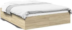 vidaXL Cadru de pat, stejar sonoma, 150x200 cm, lemn prelucrat