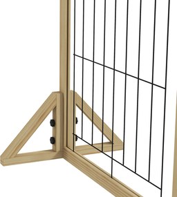 PawHut Gard pliabil pentru câini, gard de siguranță pentru animale de companie și căței cu 3 panouri și suporturi triunghiulare, 210x70 cm, lemn natural | Aosom Romania