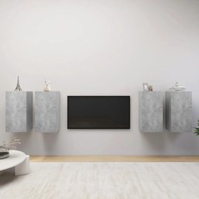 Comode TV, 4 buc., gri beton, 30,5x30x60 cm, PAL 4, Gri beton, 30.5 x 30 x 60 cm