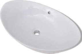 vidaXL Chiuvetă ovală cu preaplin, 59 x 38,5 cm, ceramică de lux