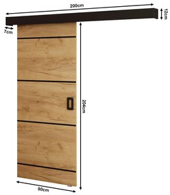 Uși culisante 90 cm Bethany IV (craft auriu + negru mat). 1043492