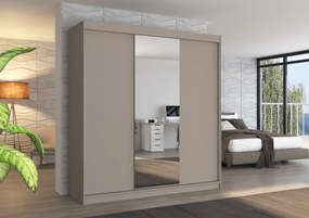 Dulap cu uși glisante SANTIAGO – cu oglindă – 200x58x215 cm – Cașmir