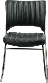 Scaun vizitator negru HRC 613 din piele ecologică și cadru cromat