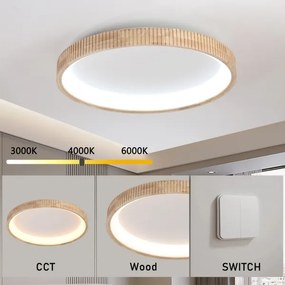 Brilagi - Plafonieră LED FALCON WOOD MODERN, 60 W, 230 V, Ø 80 cm, lemn