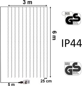 Perdea luminoasă de Crăciun - 3x6 m, 600 LED, multicolor