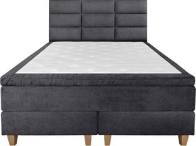 Pat matrimonial, Stockholm, Harmony E, 140x200 cm, saltea tip Pocket, topper memory, Graphite