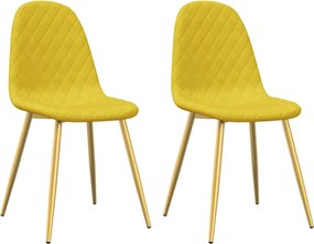 vidaXL Scaune de bucătărie, 2 buc., galben muștar, catifea