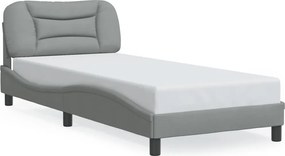 vidaXL Cadru de pat cu LED fără saltea Hvar Gri deschis 80x200 cm Material