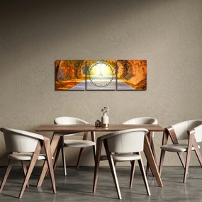 Tablou - Poarta din copaci (cu ceas) (90x30 cm)