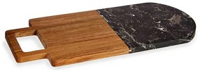 Masă de tăiat negru maro lemn de salcâm marmură (18 x 1,5 x 38 cm)