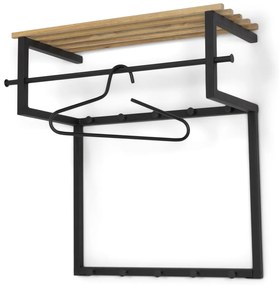 Cuier de perete negru/în culoare naturală cu raft din metal 76 cm Rizzoli – Spinder Design