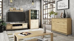 Camera de zi Stanton F122Luminos lemn, Părți separate, Cu comodă tv, Cu componente suplimentare, PAL laminat, Sticlă călită, 238 kg