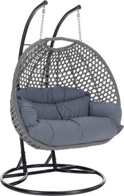 Scaun agăţat dublu, negru/gri/gri închis, DAKAN NEW
