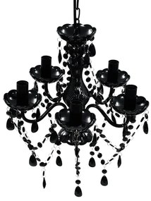Lustră de cristal, 5 becuri, negru