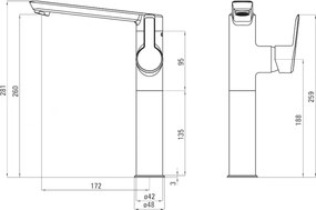 🚰 Baterie înaltă pentru chiuvetă ARIKA – Finisaj Titan – Cod BQA_D20K