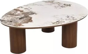 Măsuță de cafea Adelis alb lucios / nuc – L110 x l80 cm