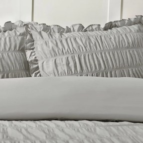 Lenjerie de pat gri din țesătură crep pentru pat de o persoană 135x200 cm Seersucker Frill – Catherine Lansfield