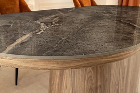 Masa ovala, Ceramica Gri, Furnir Nuc, UNIQUE 200cm A-46380 VC