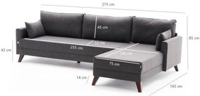Canapea de colț Bella Corner Sofa Right - Anthracite