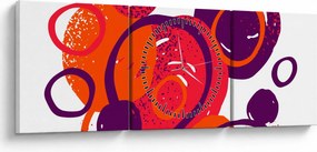Tablou - Motiv cercuri în culori calde (cu ceas) (90x30 cm)