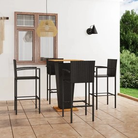 Set mobilier bar de gradina, 5 piese, negru