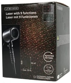 Proiector laser LED cu efect rotativ LUMINEO 9 functii, negru