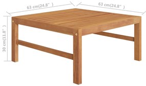Set mobilier gradina cu perne crem, 6 piese, lemn masiv de tec Crem, colt + 3x mijloc + suport pentru picioare + masa, 1