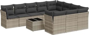 vidaXL Set canapele de grădină cu perne, 11 piese, gri, poliratan