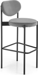 Scaun bar H108, gri - Bluvel 14/negru, stofa catifelata/otel, 42x48x92