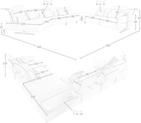 Coltar modular LUX design italian cu sezlong dreapta Velvet sand