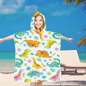 Poncho pentru copii HAPPY DINO colorat 60x90 cm