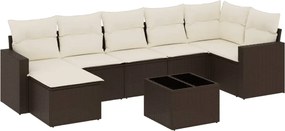 vidaXL Set canapele de grădină cu perne, 8 piese, maro, poliratan