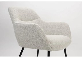 Fotoliu alb cu tapițerie din țesătură bouclé Dude – White Label