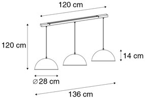 Lampă suspendată industrială neagră cu auriu 3 lumini - Magnax