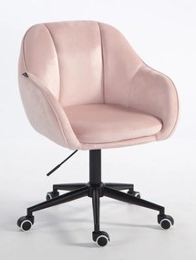 HR12055K Scaun Roz Pudra din Catifea cu Bază Neagră