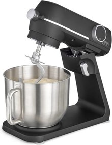 Mixer planetar Caso KM 1800 Black-E, 1800 W, 6 l, 10 viteze, Timer, Vas din inox, Comanda tactila, LED, Negru mat